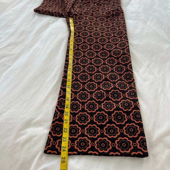 Anthropologie Maeve The Colette Crop Wide Leg Ponte Pants in Black Motif Orange - Picture 8 of 12